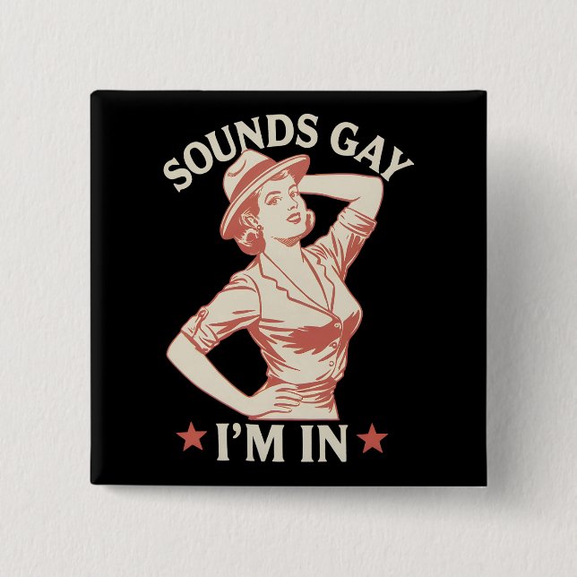 Badge Carré 5 Cm Ça a l'air gay, je suis dans l'Ouest lesbien, salu (Devant)