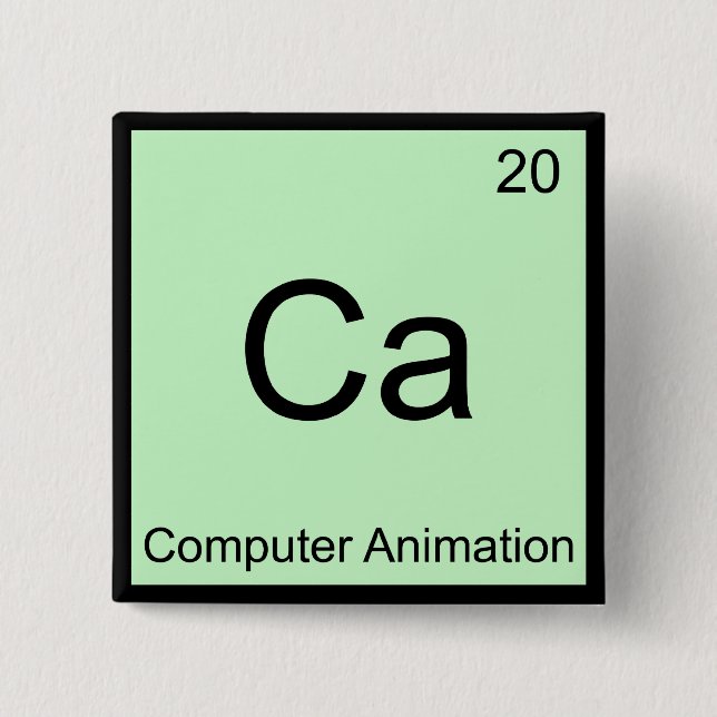 Badge Carré 5 Cm Ca - Animation Informatique Élément Chimique Drôle (Devant)