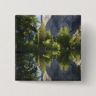Badge Carré 5 Cm CA, Parc national de Yosemite, El Capitan reflété