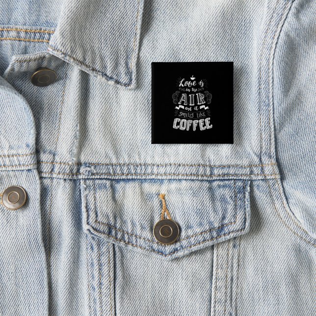 Badge Carré 5 Cm Ça sent le café  (Créateur téléchargé)