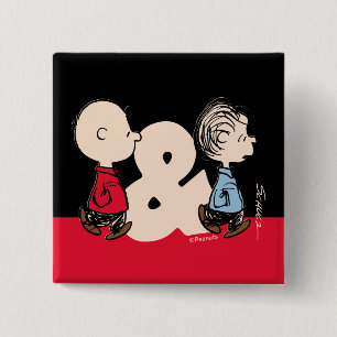Badge Carré 5 Cm cacahuètes   Charlie Brown & Linus