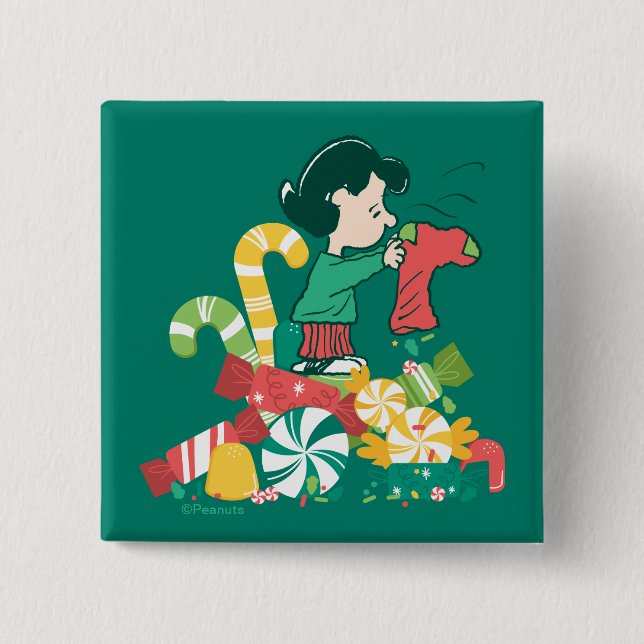 Badge Carré 5 Cm cacahuètes | Lucy et plus le Merrier (Devant)