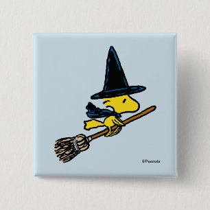 Badge Carré 5 Cm cacahuètes   Woodstock Halloween Witch