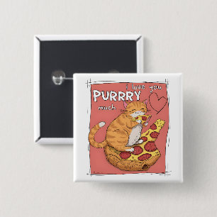 Badge Carré 5 Cm Cadeau d'amant de chat drôle je t'aime beaucoup