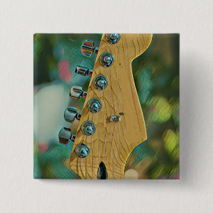 Badge Carré 5 Cm cadeau d'anniversaire guitariste