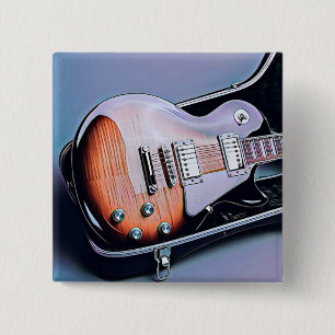 Badge Carré 5 Cm cadeau d'anniversaire guitariste vintage