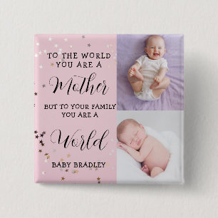 Badge Carré 5 Cm Cadeau de collage photo de première année pour béb
