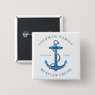 Badge Carré 5 Cm Cadeau de correspondance de famille d'ancre nautiq