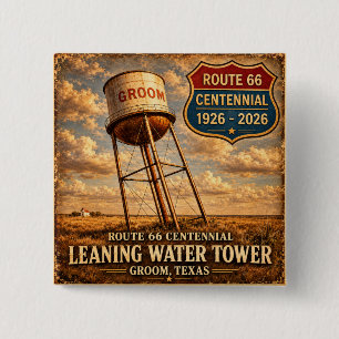 Badge Carré 5 Cm Cadeau de monument routier Texas Route 66 à Groom