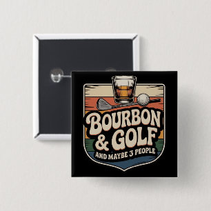 Badge Carré 5 Cm Cadeau drôle de papa golfeur de bourbon vintage