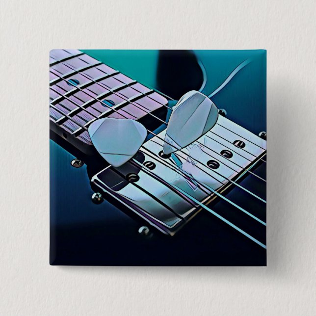 Badge Carré 5 Cm cadeau guitariste cool (Devant)