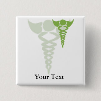 Badge Carré 5 Cm cadeau médical de caducée verte