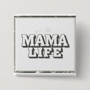 Badge Carré 5 Cm Cadeau minimaliste "Mama Life" en détresse pour ma