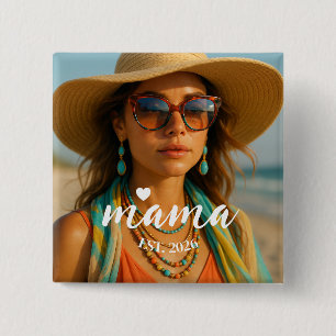 Badge Carré 5 Cm Cadeau personnalisé pour maman, année de Mama Est
