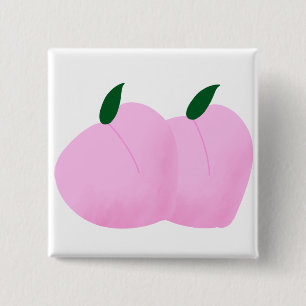 Badge Carré 5 Cm Cadeau pour amateur de fruits de pêche rose doux