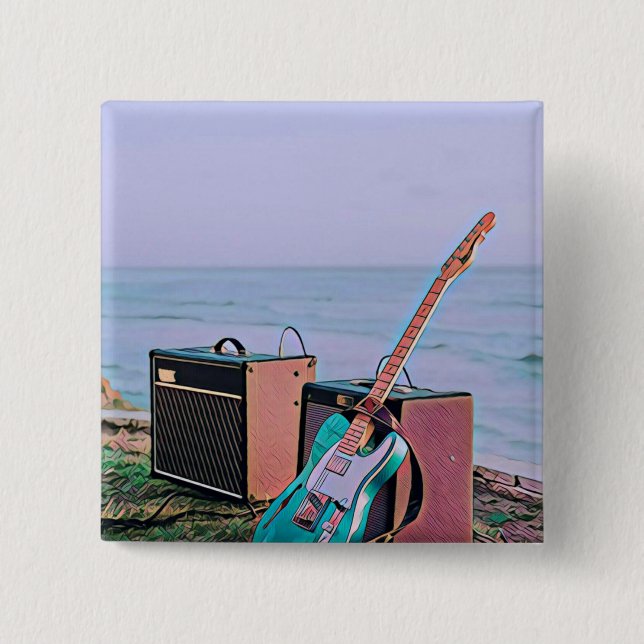 Badge Carré 5 Cm Cadeau pour ami guitariste (Devant)