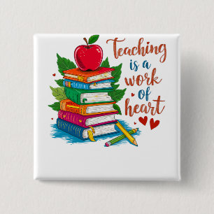 Badge Carré 5 Cm Cadeau pour Enseignant Enseigner est un travail