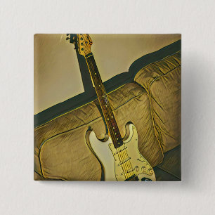 Badge Carré 5 Cm Cadeau pour professeur de musique guitariste bassi