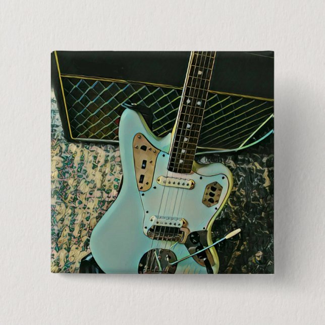 Badge Carré 5 Cm cadeau rock pour lui (Devant)