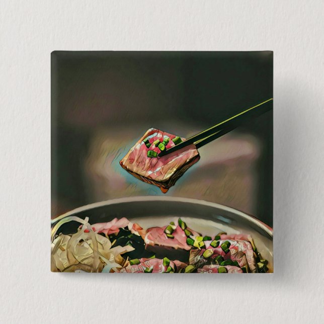 Badge Carré 5 Cm cadeau sushi cool (Devant)