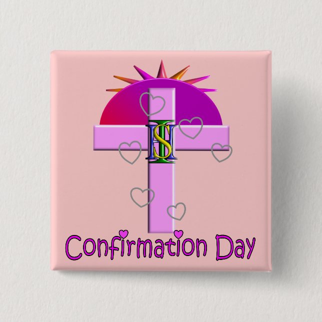 Badge Carré 5 Cm Cadeaux catholiques de jour de confirmation pour (Devant)