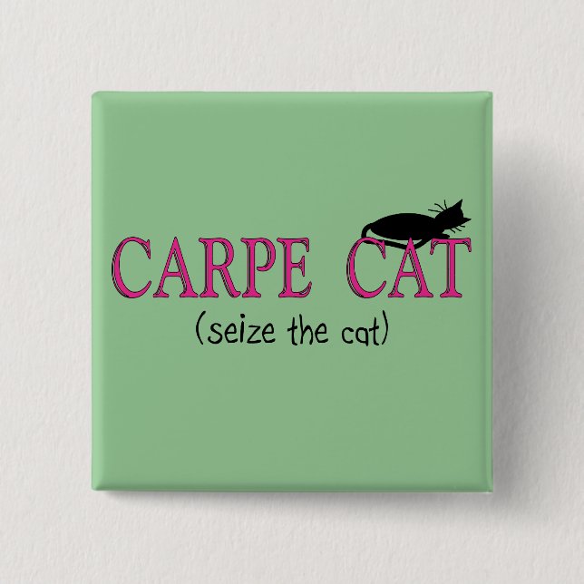 Badge Carré 5 Cm Cadeaux de chat de Carpe (saisissez le chat) (Devant)