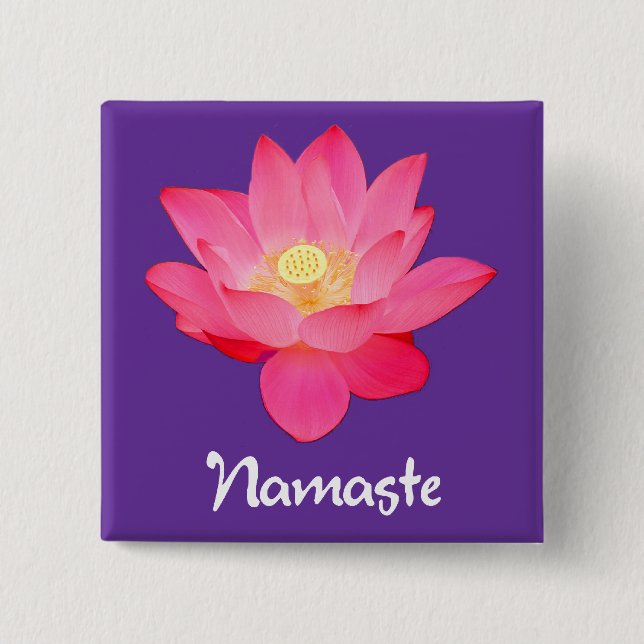 Badge Carré 5 Cm Cadeaux de conception de fleur de Namaste Lotus (Devant)