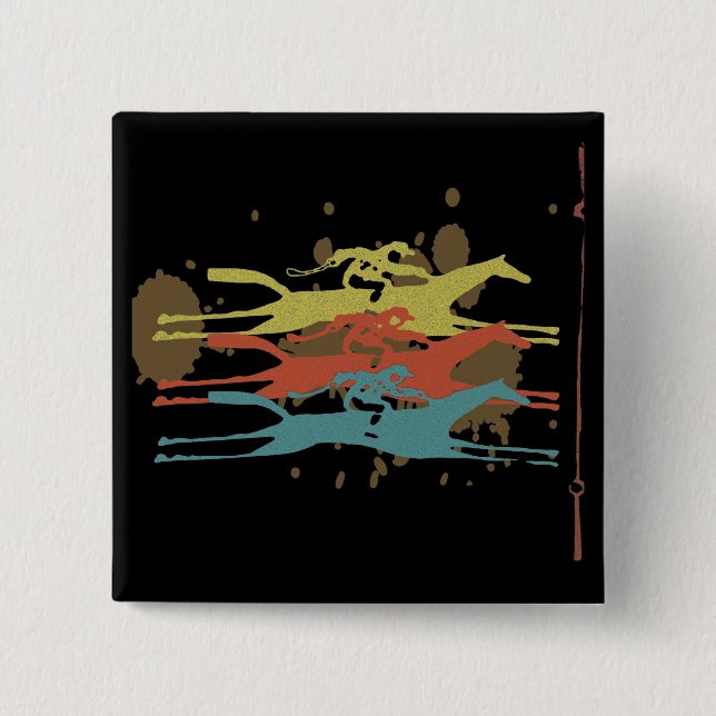 Badge Carré 5 Cm Cadeaux de course de chevaux (Devant)