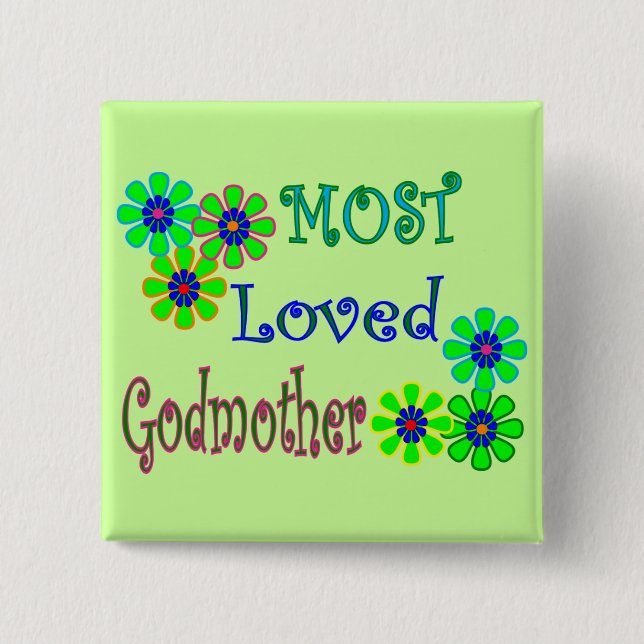 Badge Carré 5 Cm Cadeaux de "la plupart de marraine aimée" (Devant)