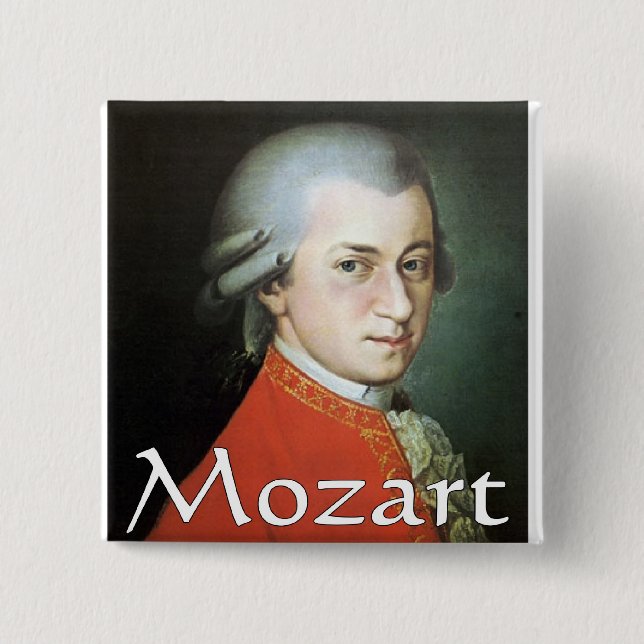 Badge Carré 5 Cm Cadeaux de Mozart pour des mélomanes (Devant)