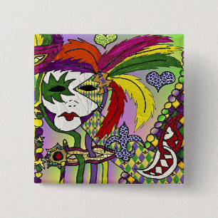 Badge Carré 5 Cm Cadeaux de vêtements de masques à plumes de Mardi