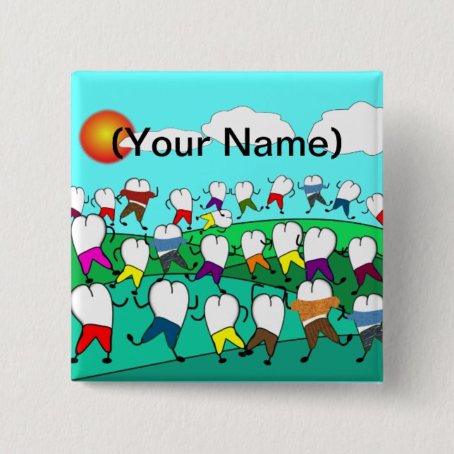 Badge Carré 5 Cm Cadeaux dentaires lunatiques d'art de dent (Devant)