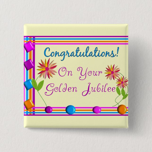 Badge Carré 5 Cm Cadeaux du jubilé d'or des soeurs (Devant)