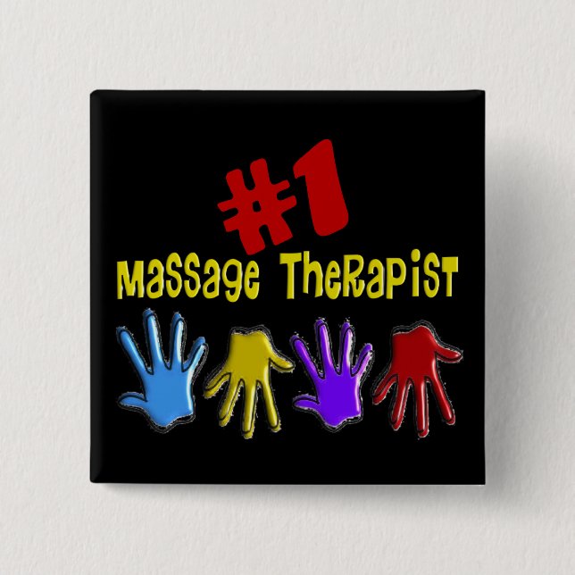Badge Carré 5 Cm Cadeaux du thérapeute "#1" de massage (Devant)