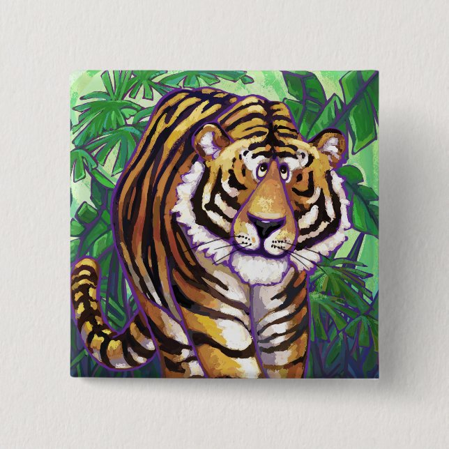 Badge Carré 5 Cm Cadeaux et accessoires de tigre (Devant)