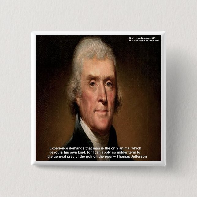 Badge Carré 5 Cm Cadeaux et Cartes Thomas Jefferson Trickle Down (Devant)