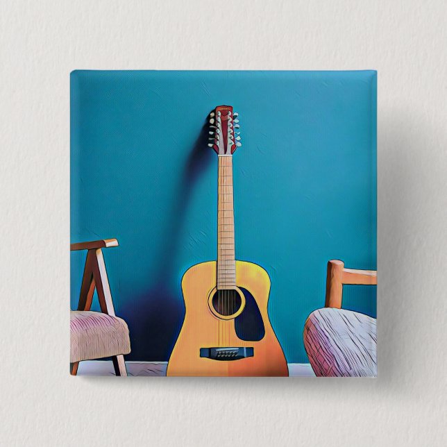 Badge Carré 5 Cm Cadeaux guitaristes (Devant)