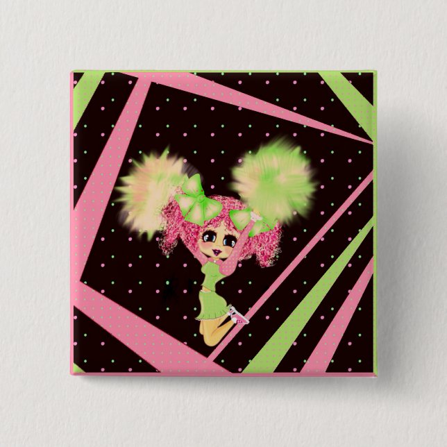 Badge Carré 5 Cm Cadeaux Pom-pom girl personnalisés (Devant)
