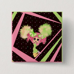 Badge Carré 5 Cm Cadeaux Pom-pom girl personnalisés