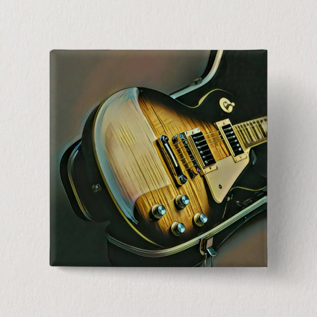 Badge Carré 5 Cm Cadeaux pour guitariste (Devant)