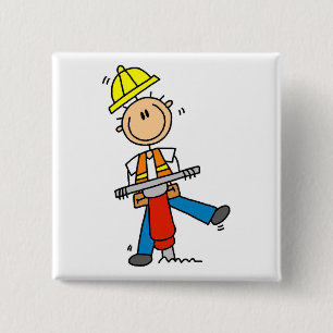 Badge Carré 5 Cm Cadeaux pour ouvrier du bâtiment avec marteau-piqu