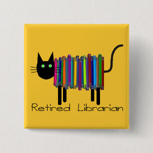 Badge Carré 5 Cm Cadeaux retirés de chat de livre de bibliothécaire