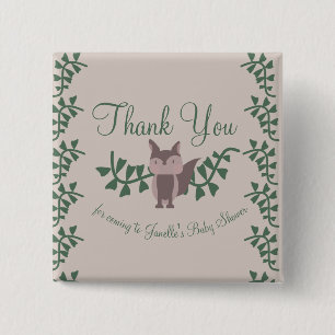 Badge Carré 5 Cm Cadeaux Rustiques de Baby Shower Renard de la Forê