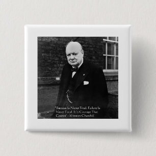 Badge Carré 5 Cm Cadeaux Winston Churchill "Le Succès n'est Jamais