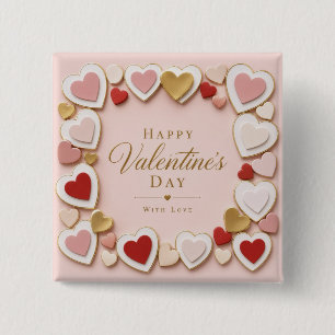 Badge Carré 5 Cm Cadre de cœur stratifié pour la Saint-Valentin