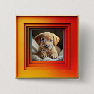 Badge Carré 5 Cm Cadre dégradé Red Orange personnalisable