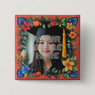 Badge Carré 5 Cm Cadre Floral Vibrant Pour Vos Photos!