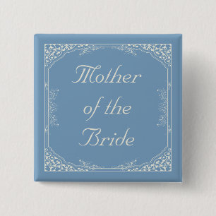 Badge Carré 5 Cm Cadre floral Vintage sur la mère bleue de l'épouse
