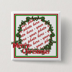 Badge Carré 5 Cm Cadre photo Holly Wreath Circle