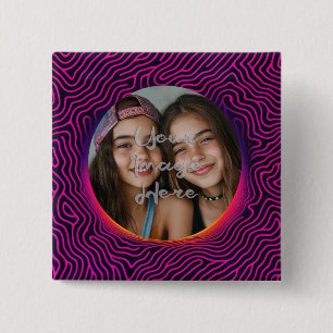 Badge Carré 5 Cm Cadre photo personnalisé Neon Vaporwave Swirl